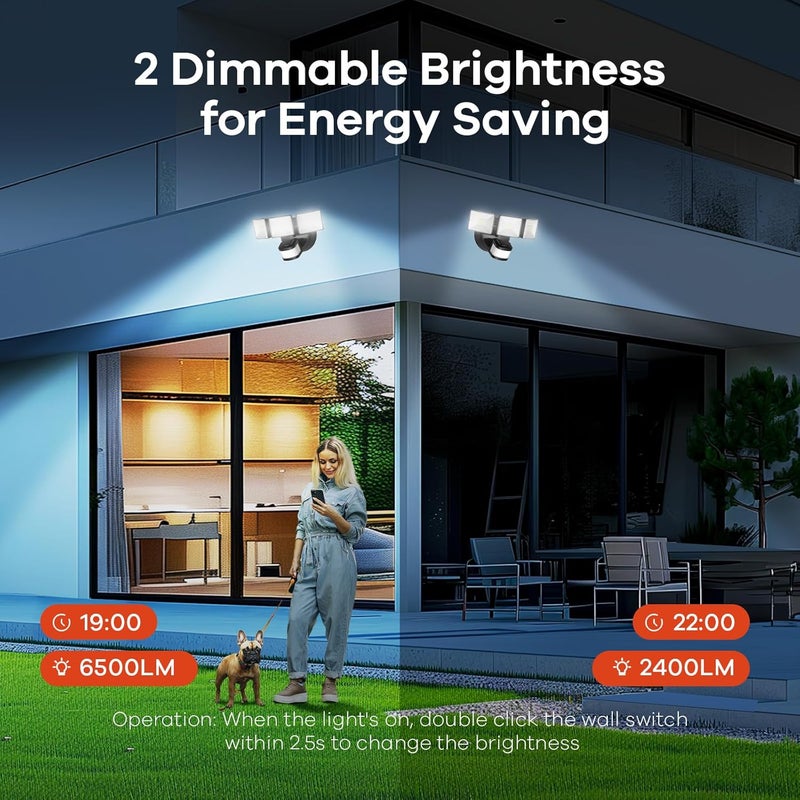 OREiN Motion Sensor Outdoor Flood Light 42W 6500LM, Super Bright LED Security Light, Dusk to Dawn/Auto/Manual Modes, IP65 Waterproof Hardwired Floodlight for Yard, Garage, Porch, Driveway - Image 5